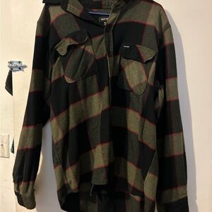 Black and Green Plaid Button-Up Shirt